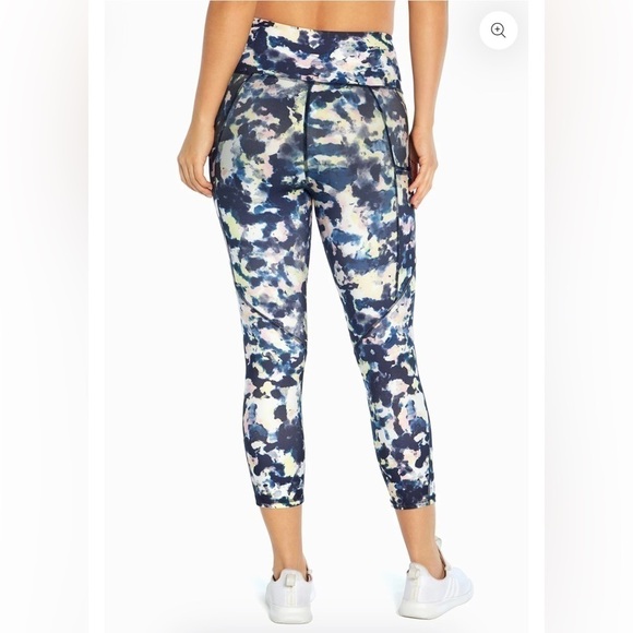 Marika Ignite Side Pocket Mid Calf Capri legging in Black Iris Watercolor Camo - Picture 9 of 10
